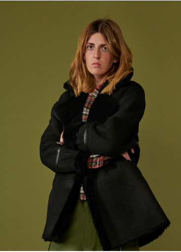 Manteau en peau lainée - Noir