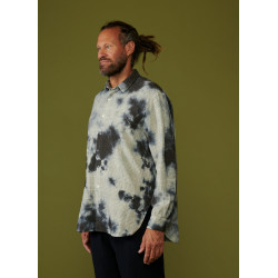 Suzusan - shibori navy/ecru shirt - allanjoseph