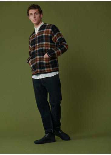 V-neck fleece cardigan - brown