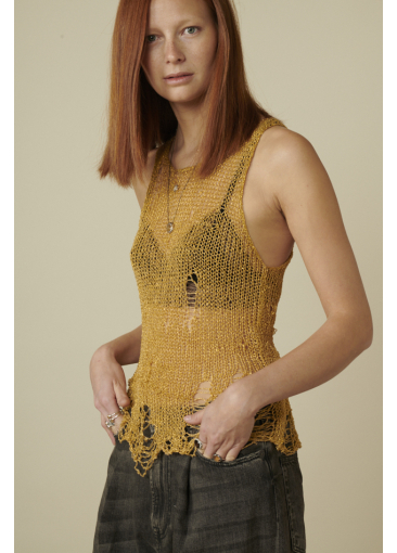 Gold knitted tank top - Gold