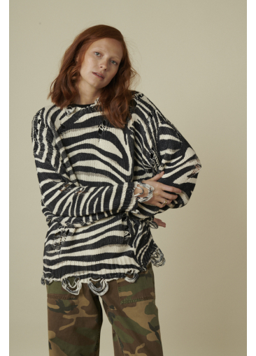 Pull oversize imprimé - Zebre