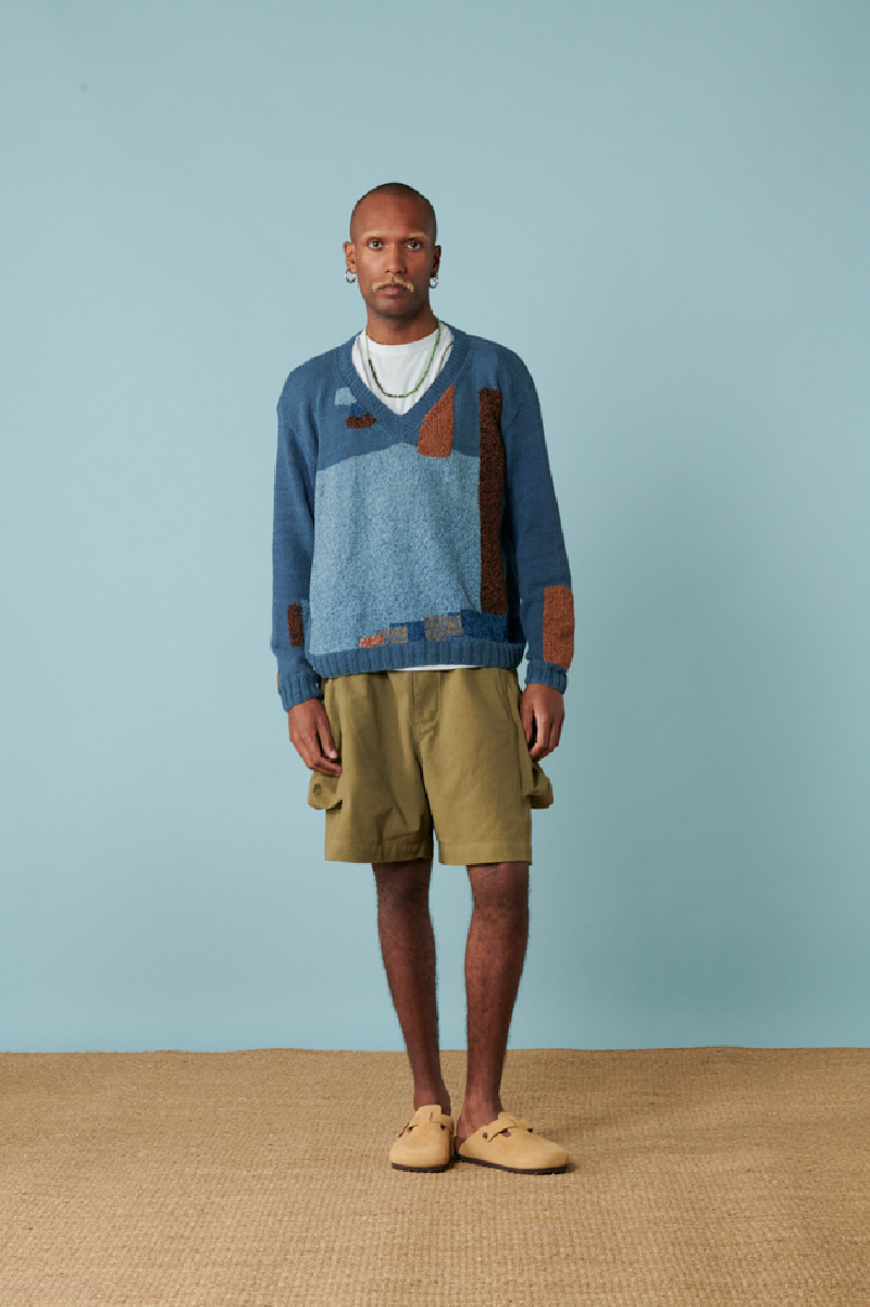 Story MFG Pull grosse maille bleu indigo allanjoseph
