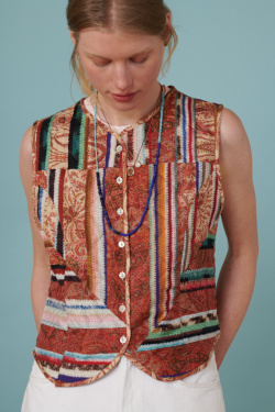 Pierre-Louis Mascia - Gilet sans manches Trapuntato jacquard multicolore - allanjoseph