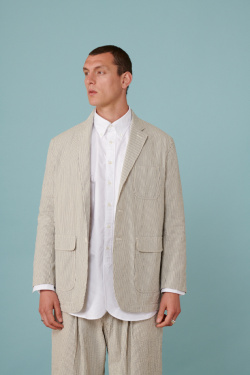 Engineered Garments - Ivy Blazer Seersucker Navy/Naturel - allanjoseph