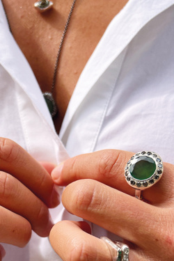 Rosa Maria - Bague Julia Serpentine et Diamants Argent - allanjoseph