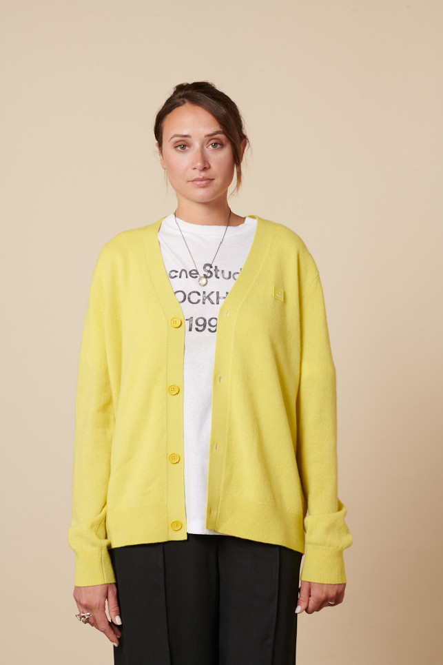 Yellow v neck cardigan sales