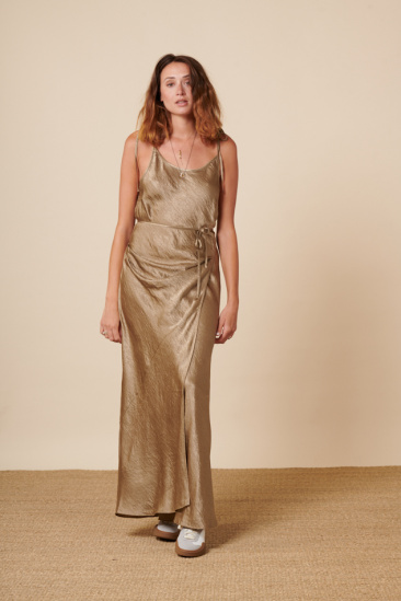 Fluid satin dress - Old green