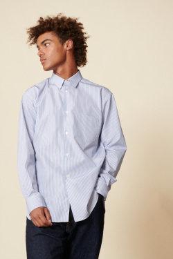 Comme des Garçons Shirt - Woven Striped Shirt Navy/ Light Blue - allanjoseph