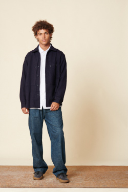 Sage de Cret - Single pleated wide trousers navy blue - allanjoseph