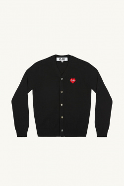 Comme Des Garcons - Wool Cardigan Pixel Heart , Black - allanjoseph