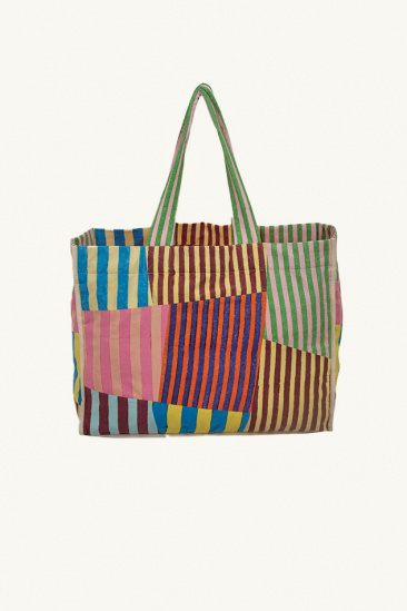 Striped Patchwork Tote bag...