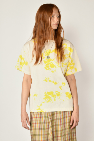 Cotton T-shirt - Yellow/ white