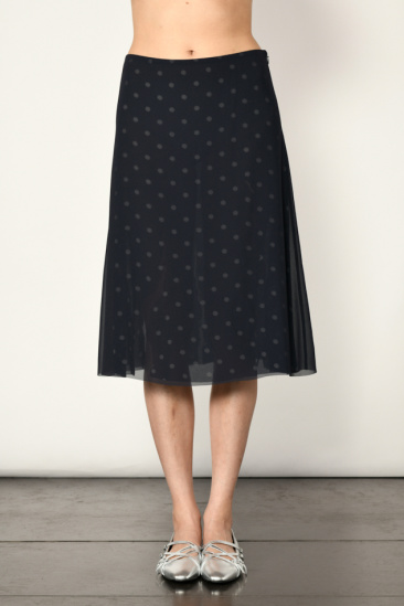 Midi Skirt - Navy polka dot