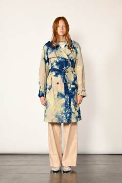 Suzusan - Trench madara shibori beige blue - allanjoseph
