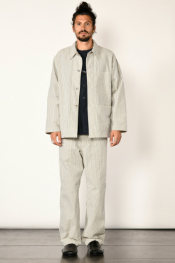 Engineered Garments - Navy beige seersucker jacket - allanjoseph