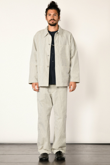 Seersucker jacket - Beige/Navy