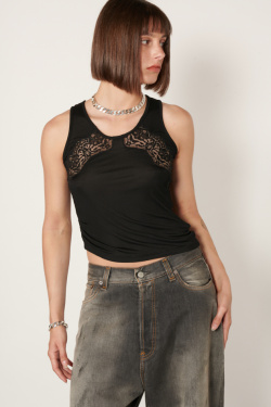 Christopher Esber - Black lace tank top - allanjoseph