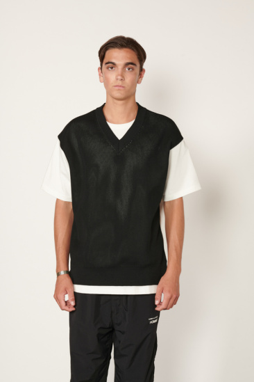 Bi-material T-shirt -...