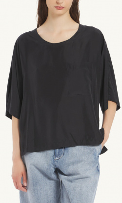 Barena - Silk Oliver Top - Black - allanjoseph
