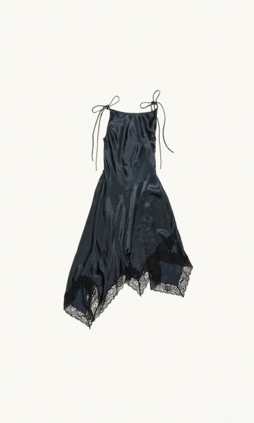 Satin lace dress - Blue