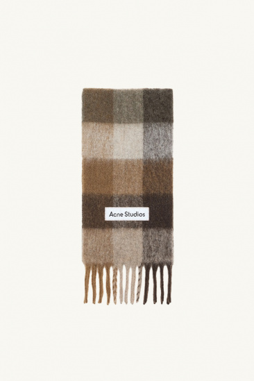 Mohair check scarf -...