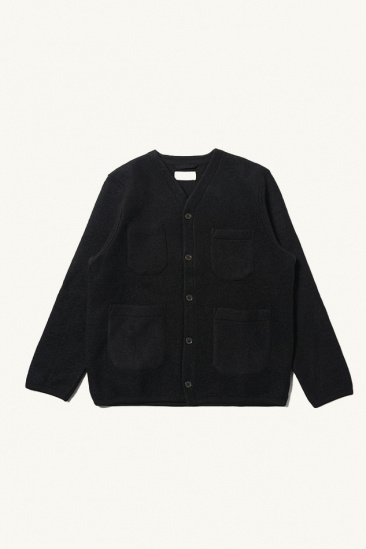 Wool Fleece Cardigan - Black