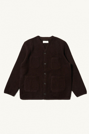 Wool Fleece Cardigan - Brown