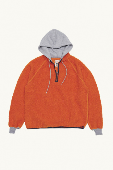Wool Pile Hoodie - Orange -...