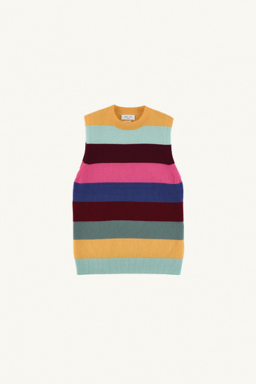 Gilet N°87 en cachemire - Rayé