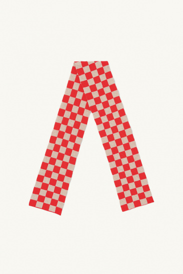Écharpe damier - Rouge/Beige