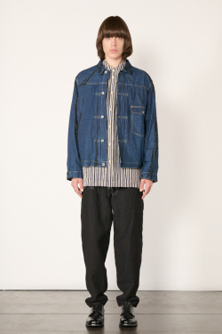 Suzusan - Shibori denim Jacket - Indigo/Black - allanjoseph