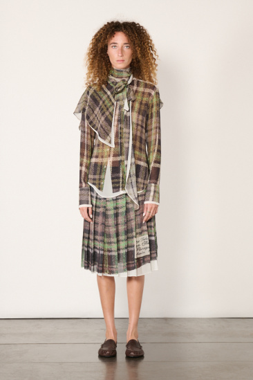 Printed silk blouse - Checks