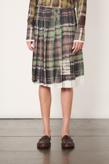 Printed Pleated Skirt - Checks