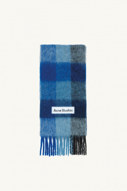 Acne Studios - Mohair Check Scarf - Blue/Black - allanjoseph