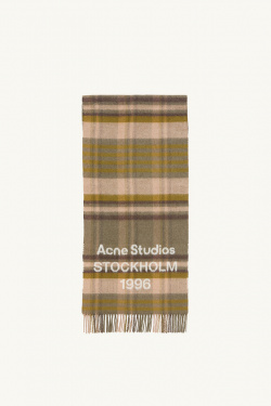 Acne Studios - Écharpe à carreaux laine - Olive/Marron - allanjoseph