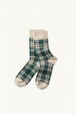 Rototo - Socks R1626 Tartan - Beige/Green - allanjoseph
