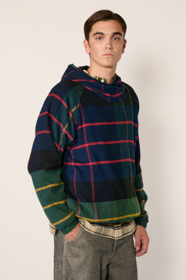 Pullover Tartan Parka - Navy