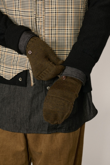 Mitaines en laine - Olive