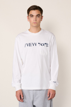 Engineered Garments - Long Sleeve Logo T-Shirt - White - allanjoseph