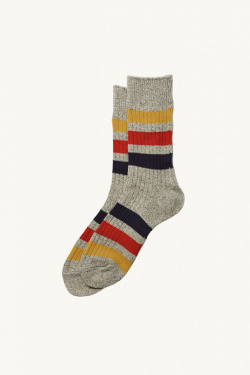 Socks Park Stripe Rototo - Grey/Blue/Red/Yellow - allanjoseph