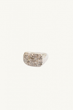 Rosa Maria - Solid silver ring Naida B glazed white diamonds - allanjoseph