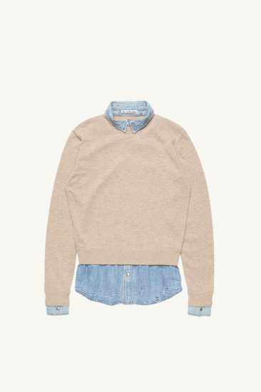 Layered Wool Sweater - Beige