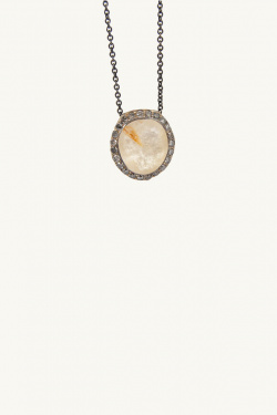 Rosa Maria - Dia necklace in sterling silver glazed grey diamonds - allanjoseph