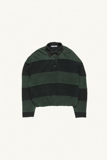 Pull Polo Rayé - Vert/Noir