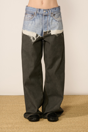 Jean Imprimé - Bleu/Noir -...