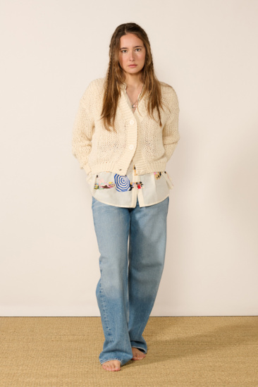 Cardigan grosse maille - Ecru