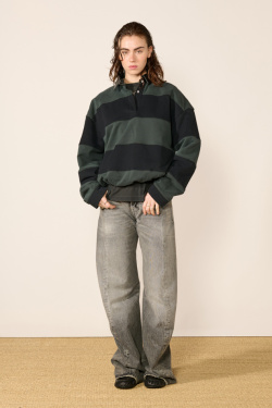 Acne Studios - Pull Polo Rayé - Vert/Noir - allanjoseph