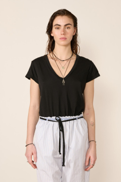 James Perse - T-shirt col V - Noir - allanjoseph