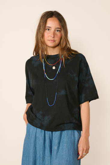 T-shirt Oversize - Noir/Bleu