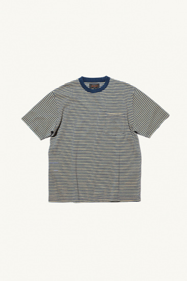 T-shirt rayé - Off White/ Bleu